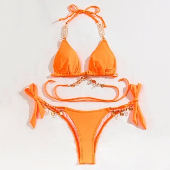  Pearl Crystal Bikini Women Swimsuit Push Up Swimwear Female Bandage Biquini Brazilian 